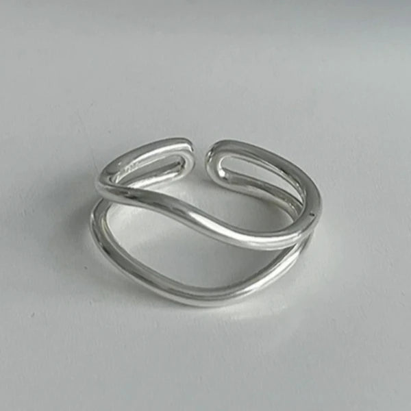 925 Sterling Silver Open Finger Rings For Women Fashion Multilayers Lines Geometric Charm Rings Handmade Exquisite Party Jewelry