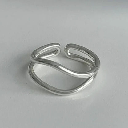 925 Sterling Silver Open Finger Rings For Women Fashion Multilayers Lines Geometric Charm Rings Handmade Exquisite Party Jewelry