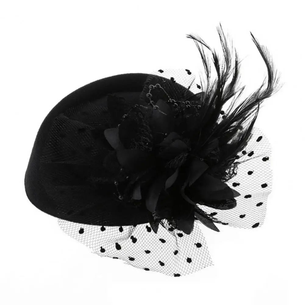 Flower Faux Woolen Fascinator Hat Elegant Artificial Feather Mesh Cocktail Headwear Wedding Bridal Cocktail Headwear Fasciantor