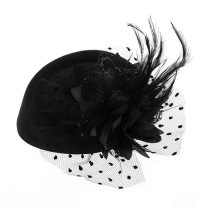 Flower Faux Woolen Fascinator Hat Elegant Artificial Feather Mesh Cocktail Headwear Wedding Bridal Cocktail Headwear Fasciantor