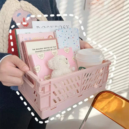 6 Color Foldable Storage Baskets Student Desktop Holder Tape Stationery Cosmetic Storage Box Home Office Organizer Container