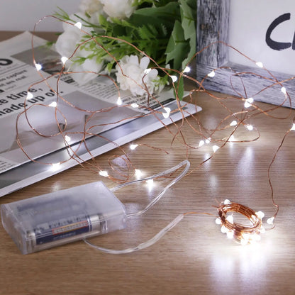LED Fairy String Light 2M 20LED Battery Operated Copper Wire Warm White for Christmas Wedding Party Decor Indoor OutdoorLighting