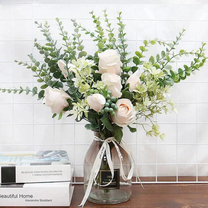 Artificial Eucalyptus Leaves branch Hotsale Holiday Party christmas Diy gift Home Vase Wedding bridal bouquet  Accessories decor