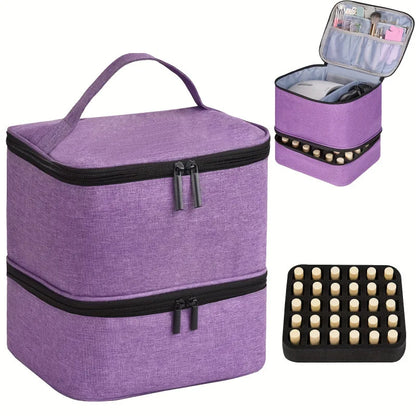 Nail Polish Storage Bag Essential Oil Bag Portable Cosmetic Nail Care Kit Nail Care Tool Storage Box Double Layer 30 Compartment
