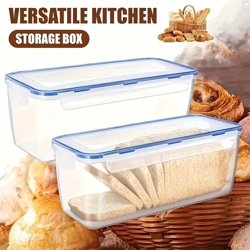 Plastic Bread Storage Box Airtight Food Storage Container Sandwich Bread Keeper With Lid Loaf Bread Container Kitchen Organizer