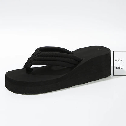 Lightweight Wedge Flip Flops for Women Fashion Clip Toe Platform Slippers Woman 2025 Summer Thick Bottom Non Slip Beach Slides