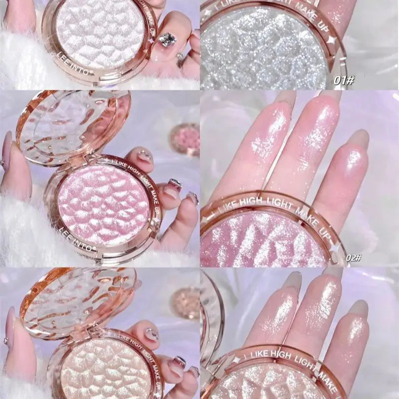 LEE INTO Highlighter Powder, Pearlescent Finish, Fine Shimmer, Silky Mashed Potato Texture, Brightening, Long-Lasting No Fallout