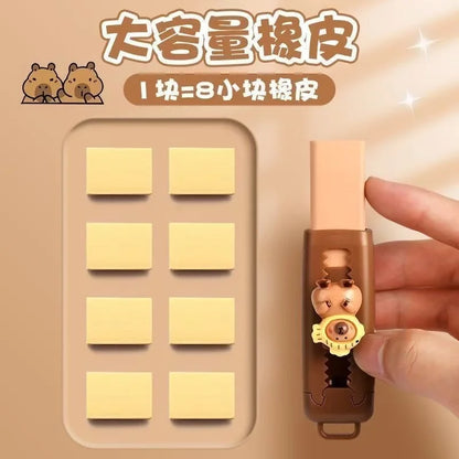 Kawai Stationery Capibara Eraser for Primary School Students Special Chip Free Clean Correction Push Pull Office School Supplies