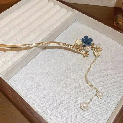 Delicate Tassels Rose Flower Alloy Hairpins for Women Girls Charm Retro Hair Clip New Hair Women's Accessories Gifts