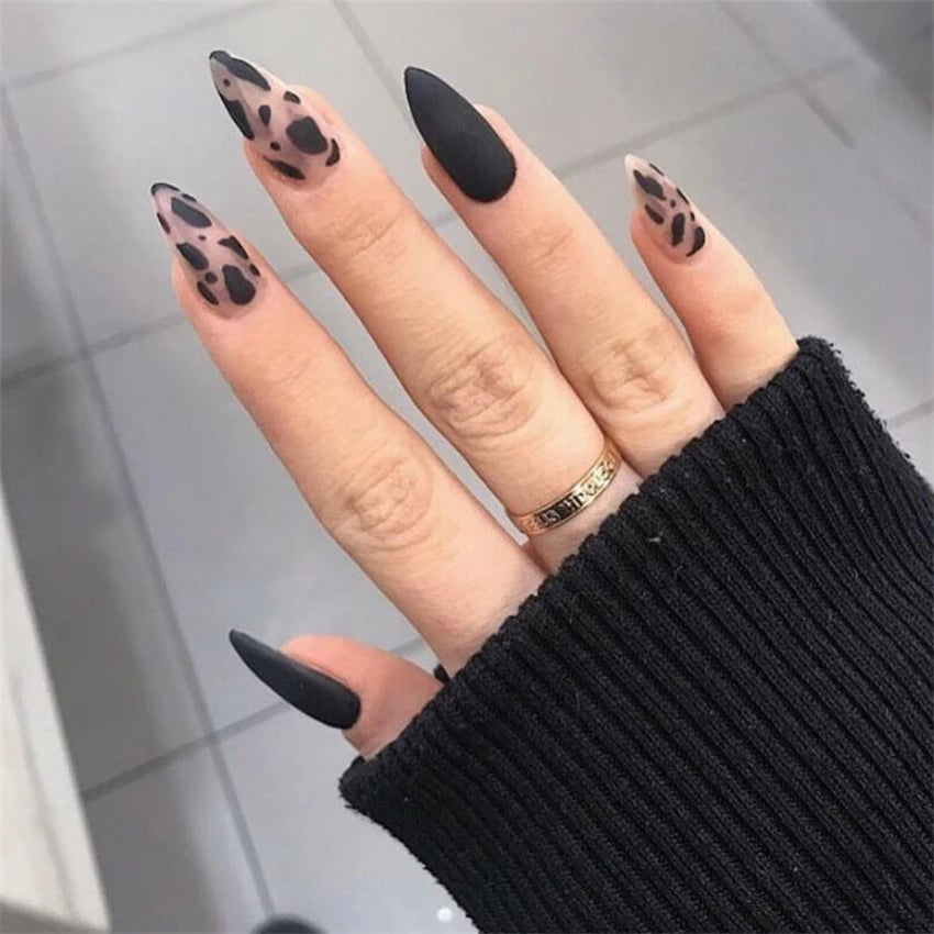 24Pcs Manicure Wearable Fake Nails Ballerina Removable Coffin Fake Nails Finished Women Girls Almond False Nails Art Decoration