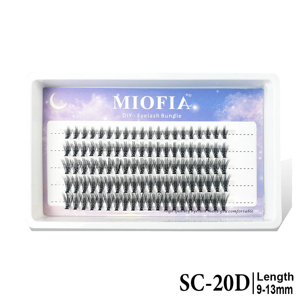 MIOFIA Lashes Cluster Natural Fluffy Volume Individual Eyelash 60D 80D 100D Thick Cat Eye Lashes Mixed Tray DIY Lash Extension