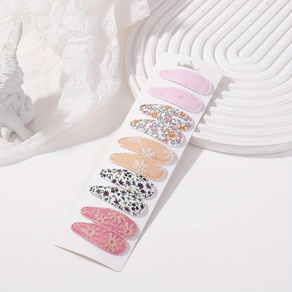 10Pcs/Lot Fresh Print Cotton Alloy Hair Clips for Kids Fabric Plaid BB Hairpins Girl Hairgripe Headwear Baby Hair Accessories