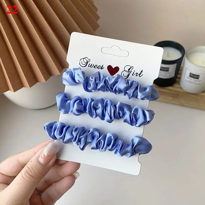 3/6Pcs/Set Silk Hair Scrunchies Elastic Hair Bands Women Elegant Headwear Hair Ties Ponytail Holder Sweet Hair Rope Rubber Bands