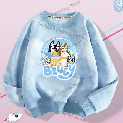 Blueyi Series Kid Pullover Sweatshirts Trendy Long Sleeves Top Bingo Autumn Winter Cartoon Child Clothes Birthday Christmas Gift