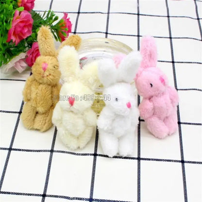 5pcs/lots Soft Mini Joint Rabbit Pendant Bunny For Key Chain Bouquet Doll Diy Ornaments Gifts Toy