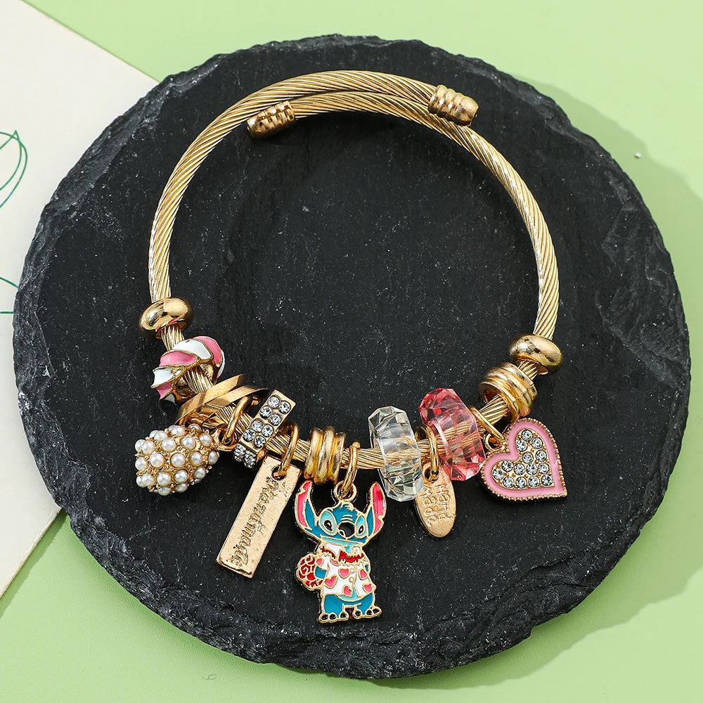 Disney-Lilo & Stitch Bracelet Anime Wristband, Cartoon Accessories for Kids, Birthday Gift, Toy for Boys and Girls, 7Styles