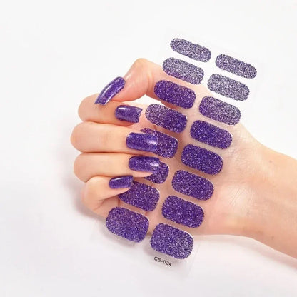 16Tips Nude Semi-Cured Gel Nail Wraps Sticker Long-Lasting UV LED Lamp French Nail Decal Full Cover Waterproof Semi-Cured Sticke