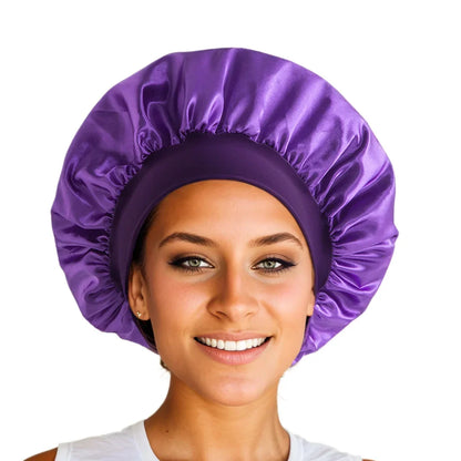 Soft Silk Satin Lined Bonnet Large Satin Hair Bonnet Household Sleep Shower Cap Hair Wrap Cover for Long Hair Salon Tool 1pcs