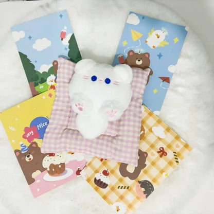 Cartoon Stuffed Plush Cat Key Chain Colorful Ins Cute Coffee Cat Plush Pendant Doll Creative Soft Fluffy Keychain Children