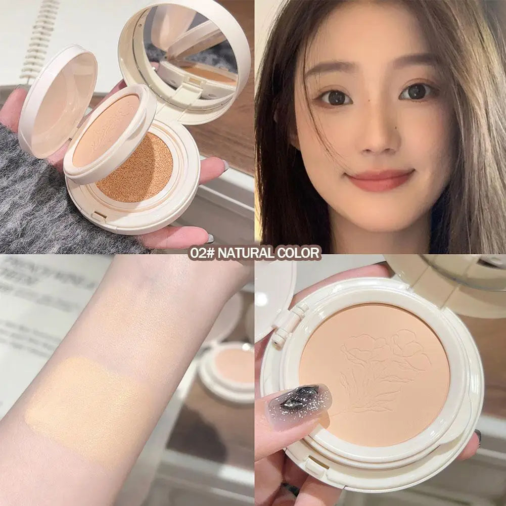 2-in1 Pressed Powder Cushion Foundation Palette Face Up Cream All-in-one Cosmetics Make Matte Coverage Base Full Oil Contro L9V7