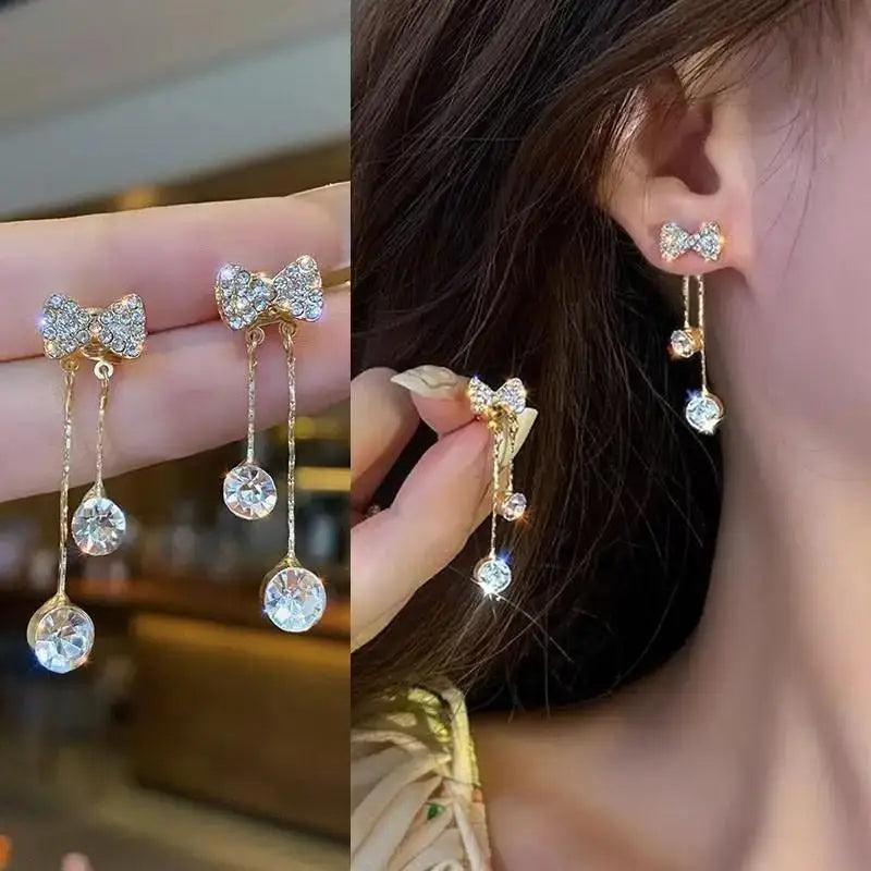 925 Silver Needle Purple Butterfly Long Tassel Earrings For Women Jewelry 2026 Trending Korean Fashion Luxury Crystal Earrings