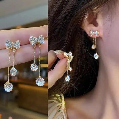925 Silver Needle Purple Butterfly Long Tassel Earrings For Women Jewelry 2026 Trending Korean Fashion Luxury Crystal Earrings