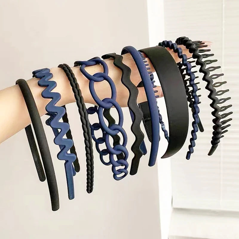 5/9pc Anti slip Toothed Hair Band Set Women's Men's Simple Frame Head Shampoo bangs Broken Hair Pressing Bracket Scrub Ornament
