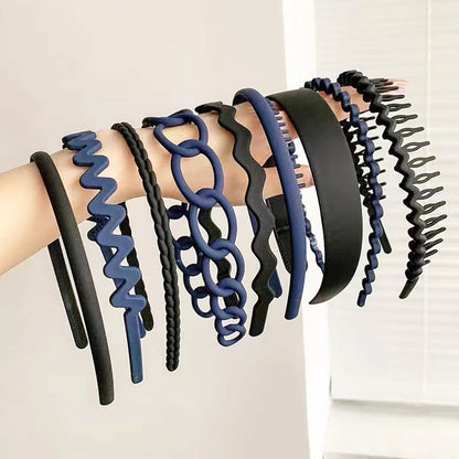 5/9pc Anti slip Toothed Hair Band Set Women's Men's Simple Frame Head Shampoo bangs Broken Hair Pressing Bracket Scrub Ornament