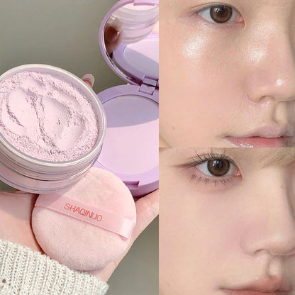 Matte Full Coverage Pressed Powder Loose Powder with Puff 24H Long Lasting Waterproof Oil Control Natural Setting Powder Makeup