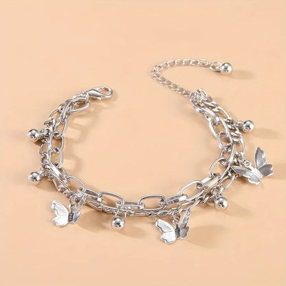 Double-Layer Heart Pendant Bracelet Simple Stylish Personalized Metal Multi-Layer Jewelry Accessory