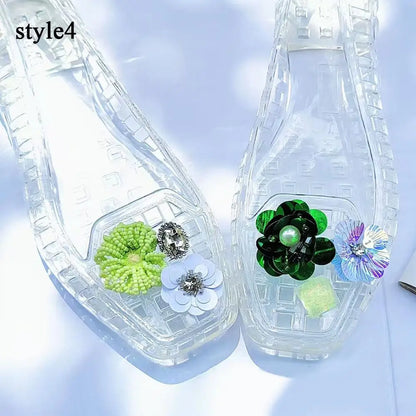 Crystal Flower Shoe Clips Shoes Accessories Tassel Pendant Flower Shoe Buckles Cool Show Sweet Fashion Shiny Shoe Ornaments