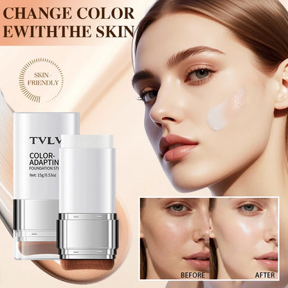 TVLV Color-Adapting 2-in-1 Foundation Stick Moisturizing Brightening Concealing With Brush Makeup Fond de teint adaptable