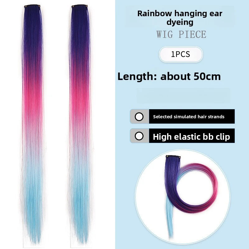 Three-color gradientSparkle Hair Extensions Clip In Rainbow Synthetic Sparkle Hair Tinsel Heat Resistant Sparkle Hair Extensions