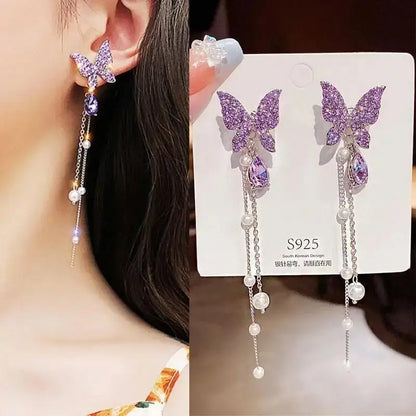 925 Silver Needle Korean Fashion Long Chain Tassel Earrings For Women Metal Earing Jewelry 2026 Trending Women's Drop Earrings