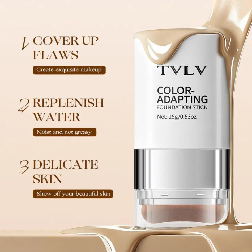 TVLV Color-Adapting 2-in-1 Foundation Stick Moisturizing Brightening Concealing With Brush Makeup Fond de teint adaptable
