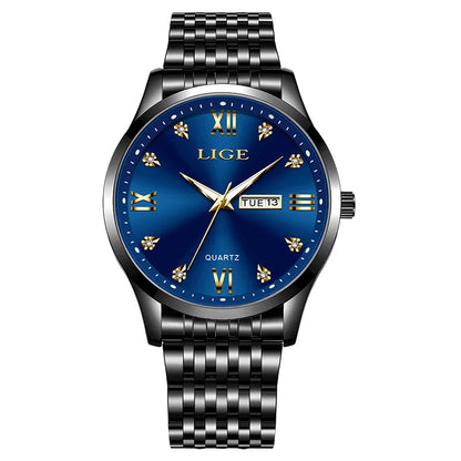 LIGE Top Brand Quartz Watches For Men Fashion Business Luxury Mens Watch Waterproof Date Steel Strap Wristwatches Reloj Hombre