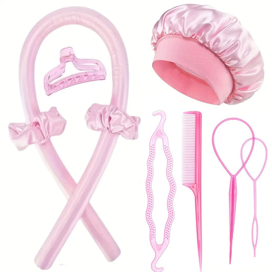 Heatless Curling Rods Flower Bud Braiding Night Cap No-Heat Curling Iron Set Hair Roller Set Soft Headband Hair Styling Tools