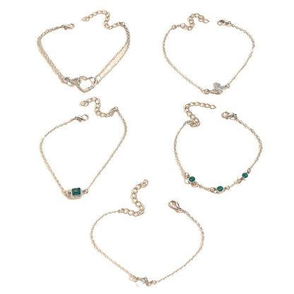 2025 New 5 Pieces/Set Of Rhinestone Butterfly And Heart-shaped Love Metal Bracelet Suitable For Women's Daily Decoration