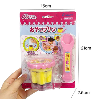 Feeding Pudding Feeding Toy Cute Pink Jelly Strawberry Pudding Set Desktop Ornament Models Desk interior for Children Funny Gift