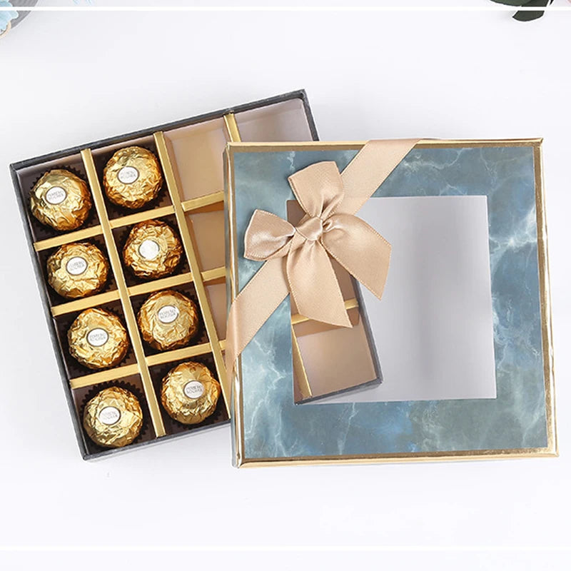 5Pcs Chocolate Boxes 9/12/16/25Grids Candy Box with Window Chocolate Gift Packing Box For Valentine's Day Wedding Party Favors