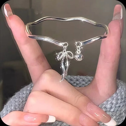 Fashion Bowknot Open Bracelet Tassel Mobius Butterfly Chain Double Layer Jewelry Accessories Adjustable Bracelet Women