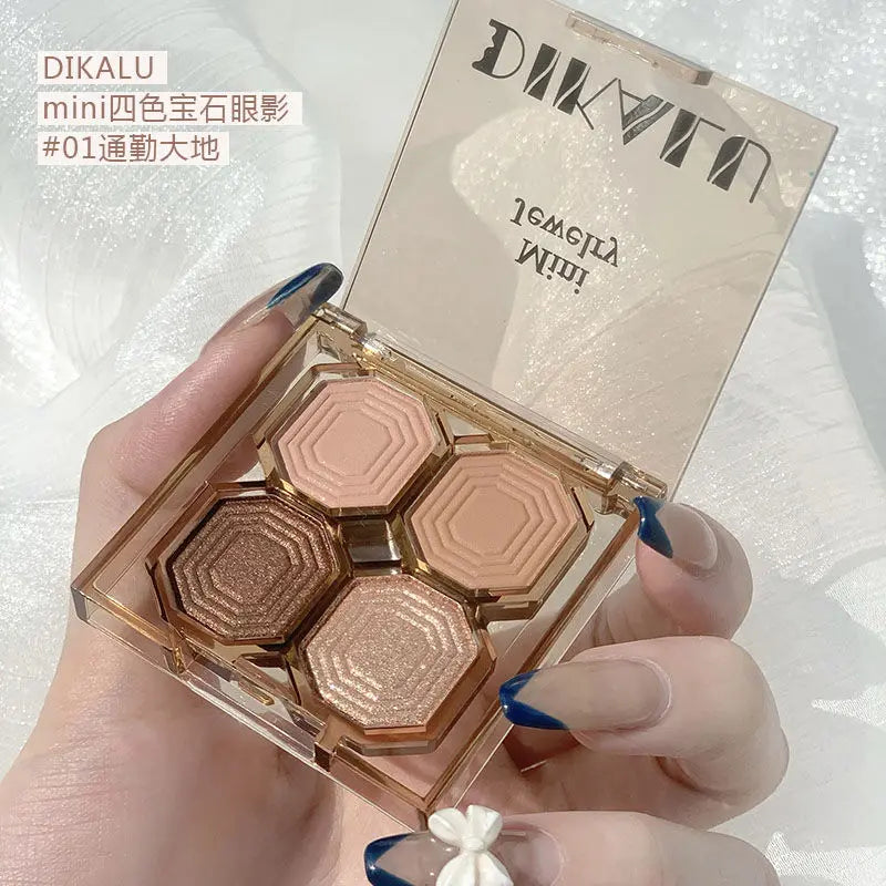 Four Color Gem Eyeshadow Pearl Matte Punk Smoked Cement Black Gray Eye Shadow Easy To Remove Makeup Daily Glitter Eyeshadow Tray