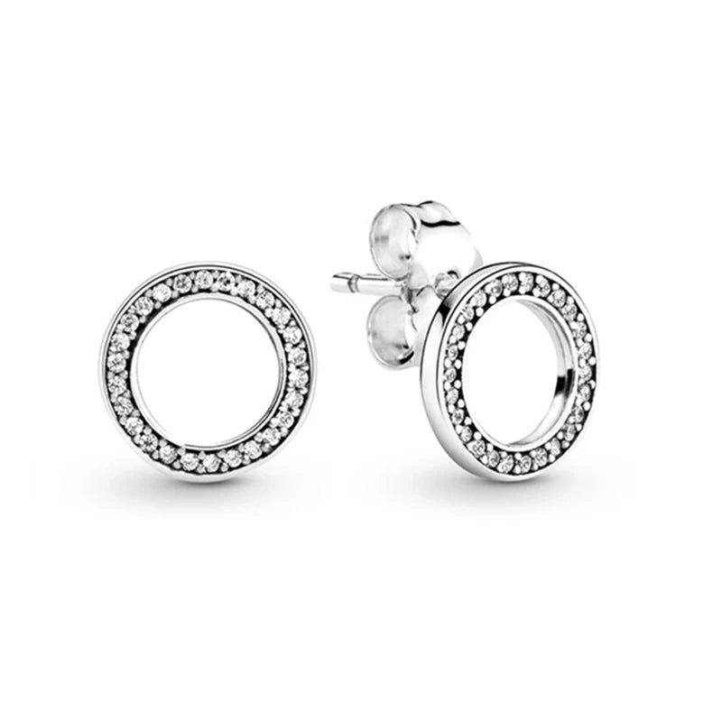 TOGORY Newest Rose Gold Brand Stud Earrings For Ladies Women Crown Love Round Earrings Jewellery Birthday Gift Special Offer