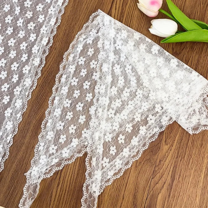 12styles Lace Mesh Triangle Scarf French Country Style Floral Hair Scarf Headwrap for Elegant Women Spring Summer Boho Bandana