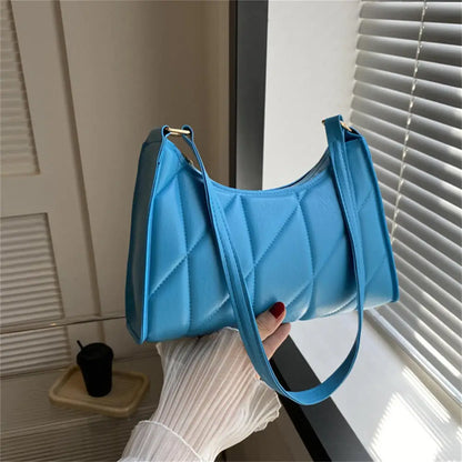 Fashion Women Chain Shoulder Underarm Bags Felt Pu Leather Simple Solid Color Casual Handbags Female Pouch Tote Crossbody Bag
