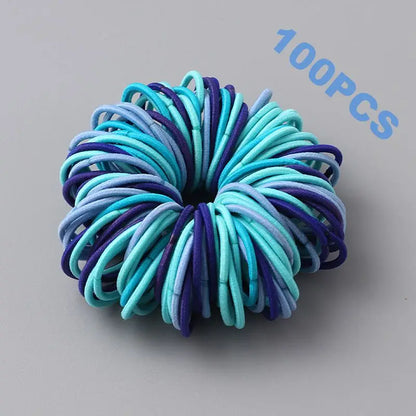 100pcs New Cute Girl Hair Bands Candy Color Elastic Rubber Band Hair Band Child Baby Headband Scrunchie Hair Tie Accessories