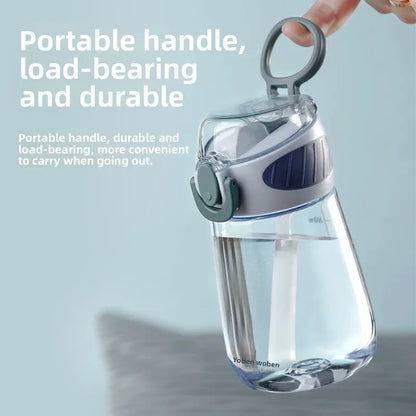Portable Plastic Water Straw Cup Food-Grade Silicone Leak-proof Water Bottle With Scale Lightweight Sippy Cup For Home Kitchen