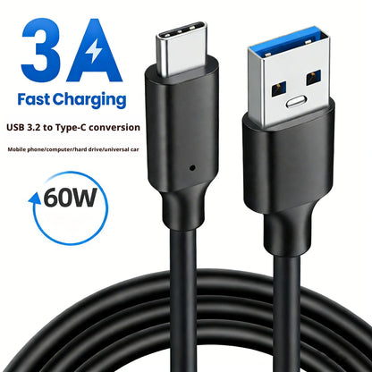 USB 3.2 Type C to A Cable 10Gbps 60W PD Fast Charging Data Transfer for Galaxy S23 S22 Note 20 Pixel iPad Pro SSD Android Auto