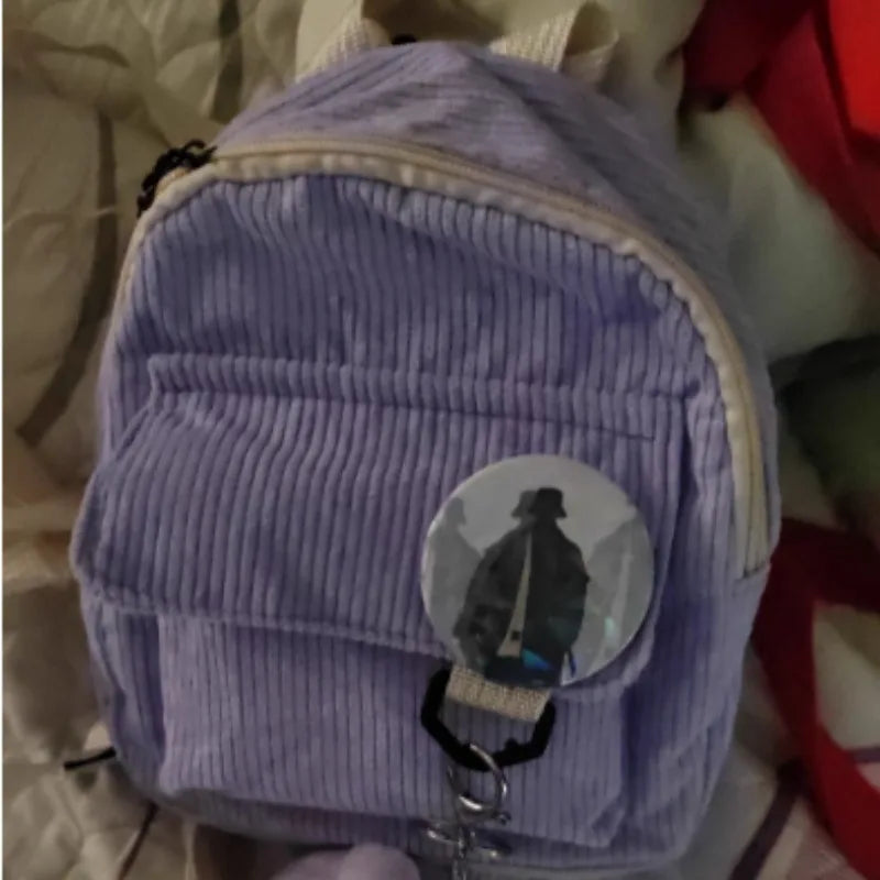 Women's Mini Backpack Fashion Solid Color Corduroy Small Simple Leisure Travel Large Capacity Durable  School Bag