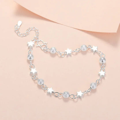 Niche Design Star Chain Tassel Bracelet for Women Fantasy Blue Crystal Beads Elastic Rope Bracelet Best Friend Jewelry Gifts